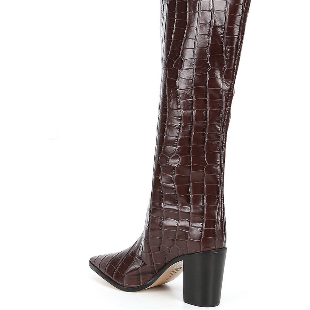 SCHUTZ Maryana Block Crocodile Embossed Leather Tall  Boots